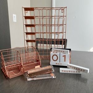 Rose Gold Desk Stationary Set / Organizer